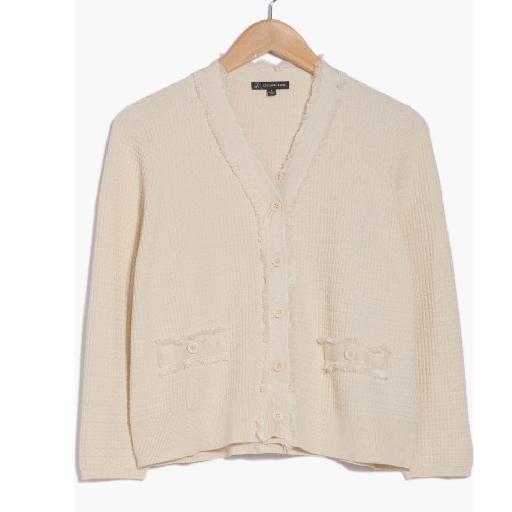 Adrianna Papell frayed waffle knit Cardigan